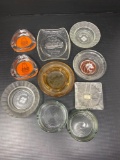 Grouping of 10 Advertising Ashtrays