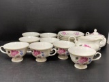 Polish China Cups, Saucers, Sugar & Creamer