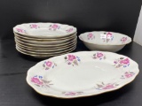 Polish China Salad Plates, Vegetable Bowl and Platter