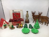 Assorted Christmas Items, Deer Figurines.