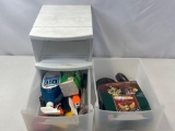 Plastic 2-Drawer Storage Cabinet with Painting Supplies