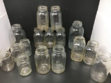 16 Canning Jars- Various Sizes & Makers