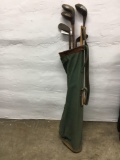 Vintage Golf Bag with Golf Clubs