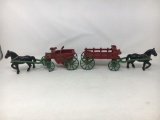 2 Cast Iron Horse & Wagon Sets- One Says 