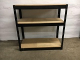 Metal Framed Shelf with Wooden Shelves