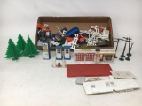 Plastic Pieces- Gas Pump, Telephone Booths, Shell Service Center, , Fences, Telephone Pole, More