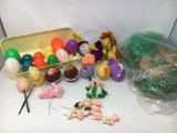 Easter Items- Eggs, Basket, Easter Grass, Picks, Crocheted Egg Covers, More