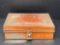 Antique Tin Spice Box with 6 Lidded & Labeled Tins Inside