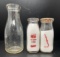 Pint Milk Bottle and (2) 1/2 Pint Cream Bottles- Cloister Dairies & Cloverleaf Dairy