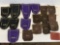 8 Black & Purple Crown Royal and 9 Brown Blanton's Felt Bags