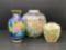 Cloisonne Vase, Ginger Jar Vase and Large Round Vase with Equestrian Scene