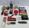 Garden Spade, Stapler, Plumb Bob, Marking Chalk, Stud Finder, Wrench, Emergency Fan Belt, Cutter