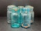 8 Vintage Blue Canning Jars with Wire Closures, 7 Have Glass Lids