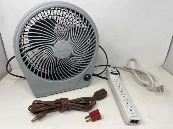 Massey Portable Fan, Outlet Strip and Extension Cord with Adaptor