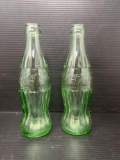 2 Green Coca-Cola Bottles