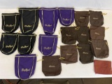 8 Black & Purple Crown Royal and 9 Brown Blanton's Felt Bags