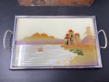 Decorated Serving Tray, Japan/Oriental Water Scene