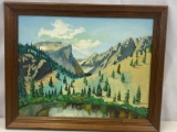 Framed O/B Painting Mountain Scene with Lake by Sheila Sweigart
