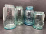 4 Blue Canning Jars- Ball & Mason