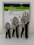 Pittsburgh 3 Pc. Curved Jaw Locking Pliers Set- New