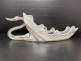 Hand Blown Art Glass Swan Candy Dish, Murano Type