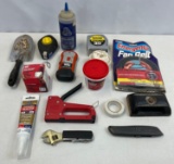 Garden Spade, Stapler, Plumb Bob, Marking Chalk, Stud Finder, Wrench, Emergency Fan Belt, Cutter