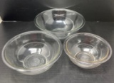 3 Clear Glass Pyrex Mixing Bowls