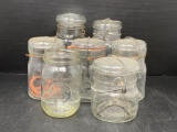 Clear Glass Canning Jars, Various Sizes- Most with Wire Closures & Glass Lids