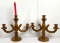 Pair of Wooden Candelabras with 1 Taper Candle