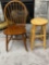 Spindle Back Chair and Wooden Counter Stool
