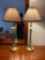 Pair of Candlestick Table Lamps with Pleated Shades