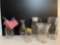 Glass Vases, Juice Bottle, 2 Canning Jars, Glass Chimney