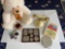 Stuffed Teddy Bear, Magnifying Mirror, Wooden Mug, Telephone, Frame,. Matchbooks