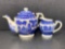 Occupied Japan Blue & White Lidded Teapot and Creamer