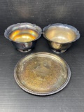 Silver Plated Tray and Rogers Footed Bowls