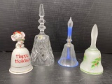 4 Bells- Ceramic Christmas Mouse, Clear Glass, Clear/Blue Glass & Frosted Glass with Holly