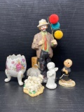 Figures- Emmett Kelly Music Box Clown, Friar, Angel, Sheep and Footed Egg