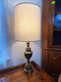 Brass Base Table Lamp with Drum Shade