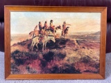 Framed Print on Canvas- Native Americans on Horseback