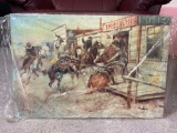 Print on Canvas Wild West Town Scene by Charles Russell