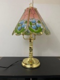 Brass Touch Lamp with Glass Shade