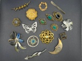 Lot of Brooches, Pins & Estee Lauder Decorated Shell