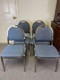 4 Metal Framed Chairs with Upholstered Backs & Seats