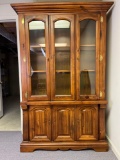 Lighted Pine China Cabinet