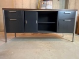 Metal Console with 4 Drawers and Shelf Behind Sliding Doors