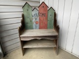 Porch Bench with Birdhouse Motif