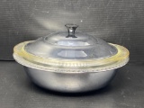 Vintage Pyrex Casserole Dish in Metal Lidded Holder