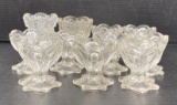 9 Glass Footed Custard/Sherbet Dishes, 2 Toothpick Glasses