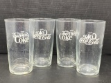 4 Clear Coca-Cola Bar Glasses