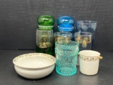 Glassware Lot and 2 Pieces of China
